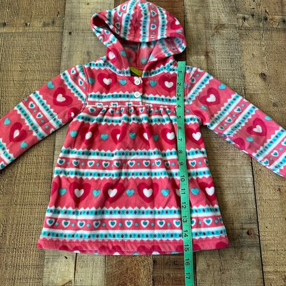 Penelope Mack Girls Hooded Fleece Sweater 3T With Heart Print In Pink & Blue - Picture 5 of 7